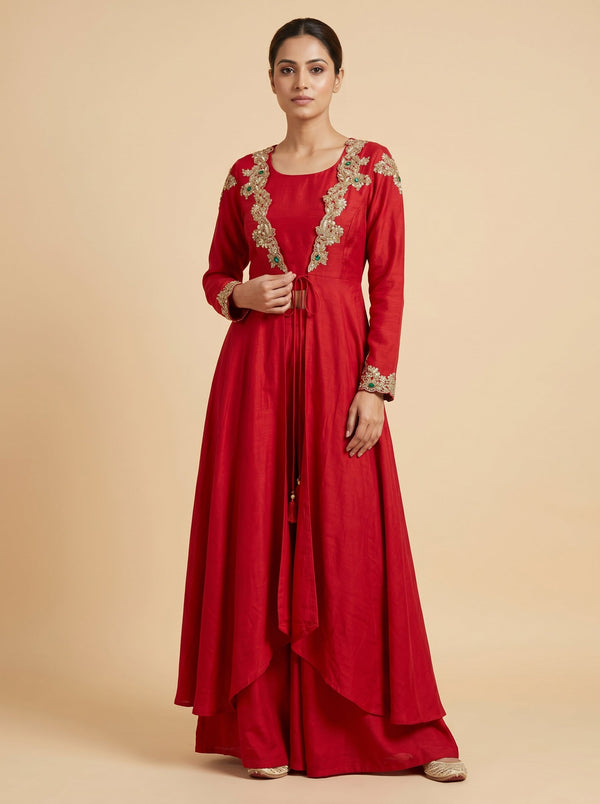 Red Pulse Kurti Pant Set