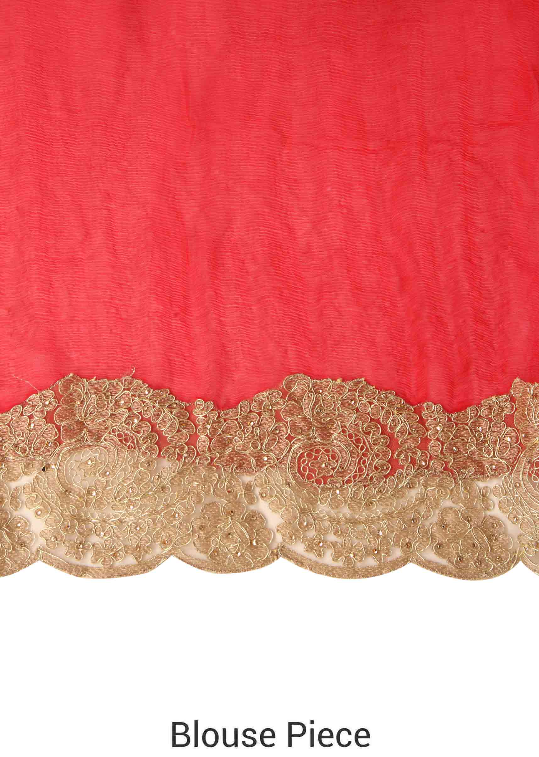 Red saree with zari and kundan embellished border only on Kalki - KALKI Fashion India
