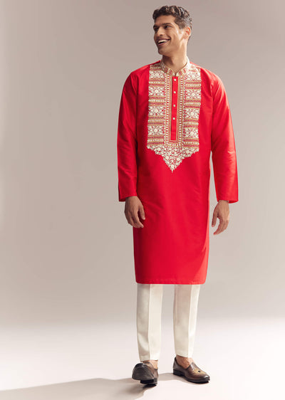 red-silk-kurta-set-for-men-with-kashmiri-hand-work-sg325929-1