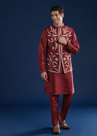 red-silk-mirror-work-kurta-and-jacket-set-sg330326-1