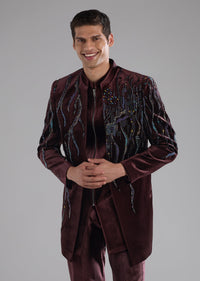 red-velvet-indowestern-kurta-set-with-bead-work-sg368289-1 dbe81d2f-682a-4a61-a77f-95bbb4ddea99