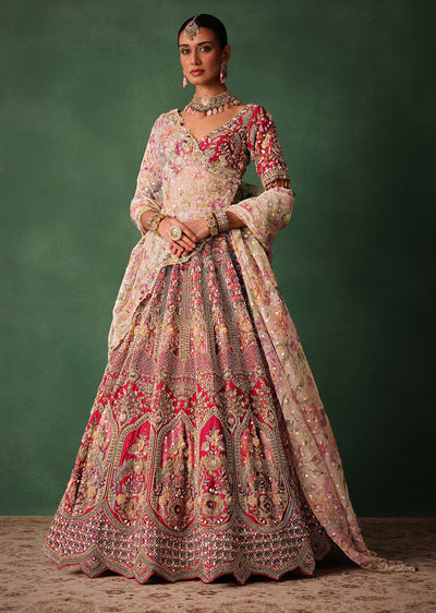 red bridal hand work lehenga with blouse-sg270348 3