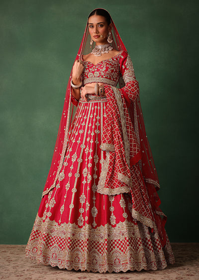 red raw silk hand embroidered lehenga-sg220549 6