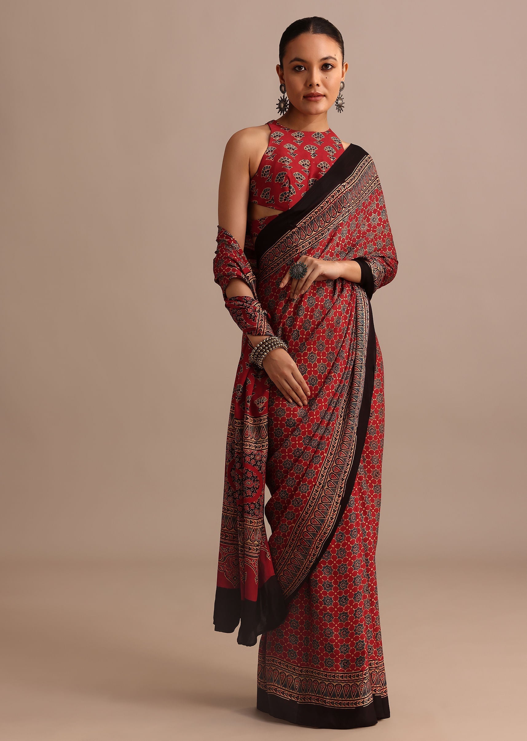 red satin ajrakh handblock-sg255131 1 9ff525cd-6775-492c-9bd4-1fd4e3555328