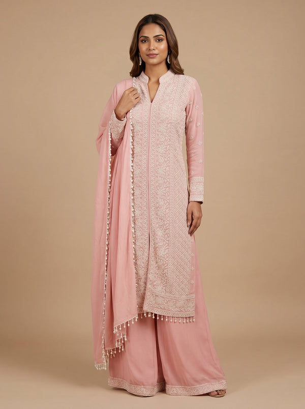 Rosette Pink Kurti Pant Set
