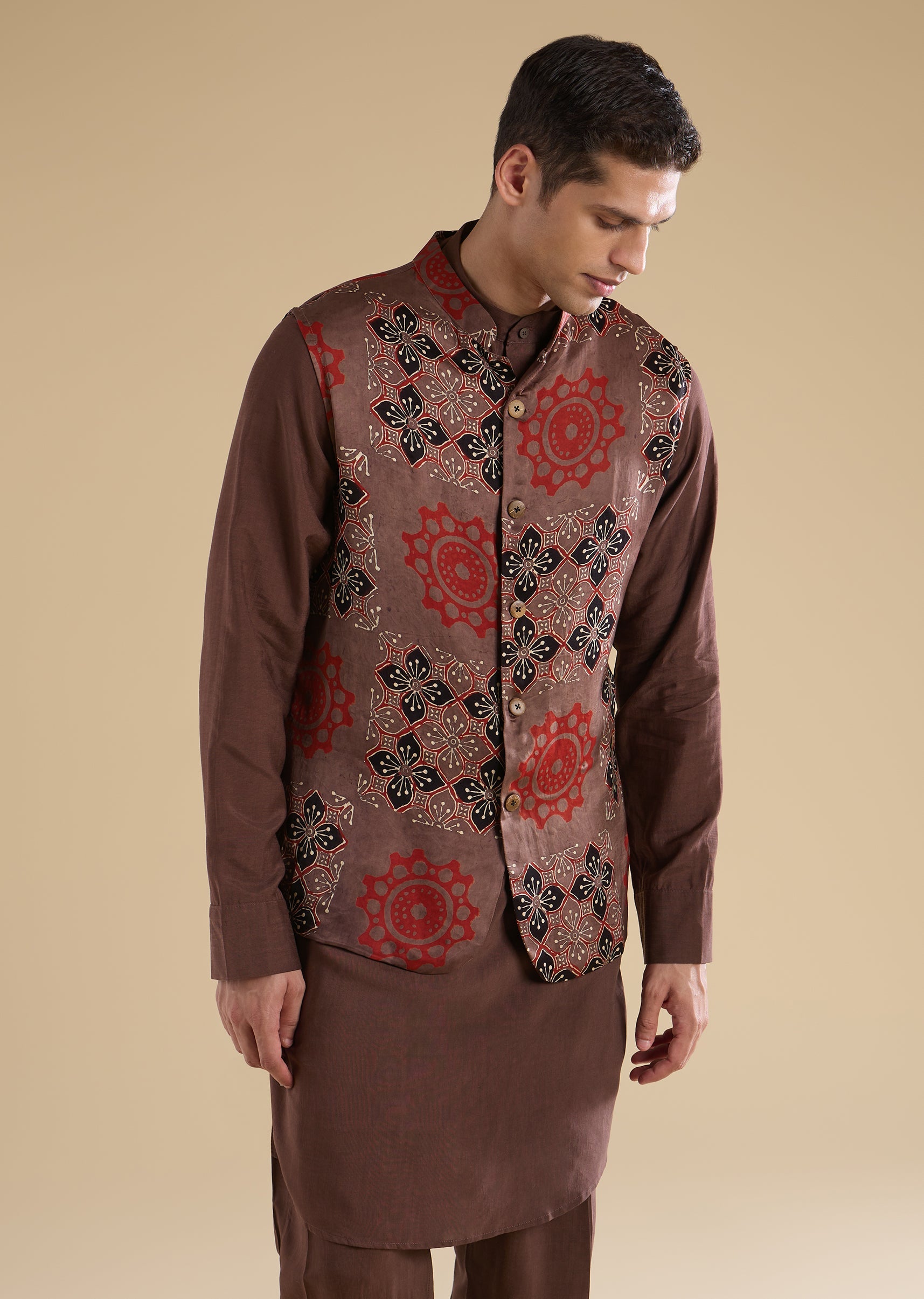 rust-ajrakh-printed-kurta-jacket-set-sg349269-4 62e46d6e-9469-4d4c-a060-28d06dba1e2e