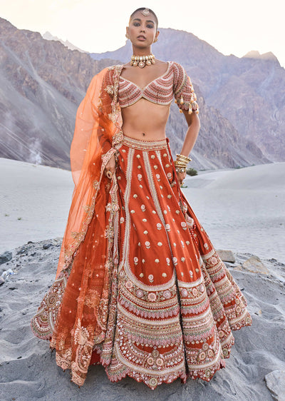 rust lehenga with moti embroidered two-sg252009 4 bfcb700a-d745-4594-a59a-e5912b8168b9