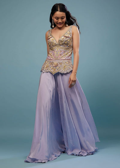 Lavender Purple Embroidered Jumpsuit