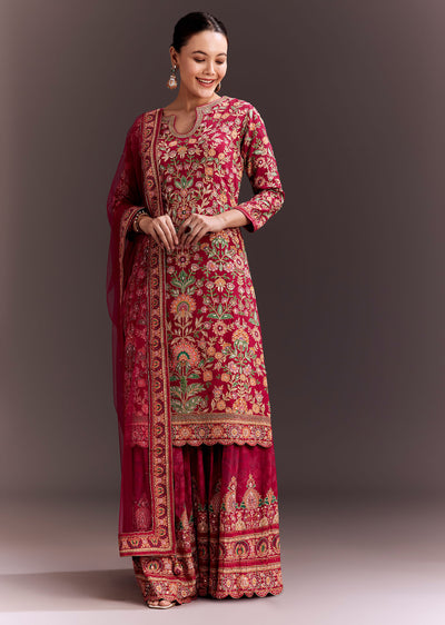 Rani Pink Embroidered Palazzo Set