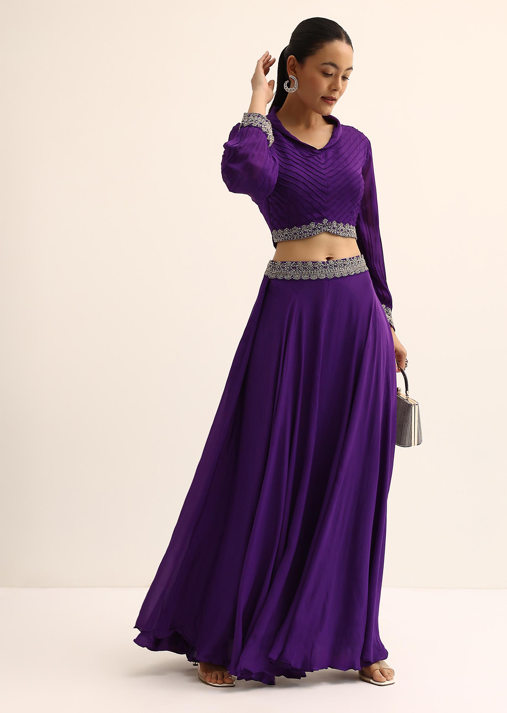 purple sequin crop top