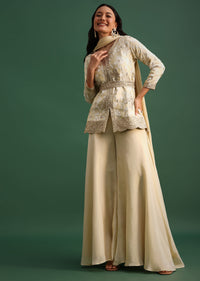 sg241462-beige tissue kurta palazzo set with sequin and resham work 7