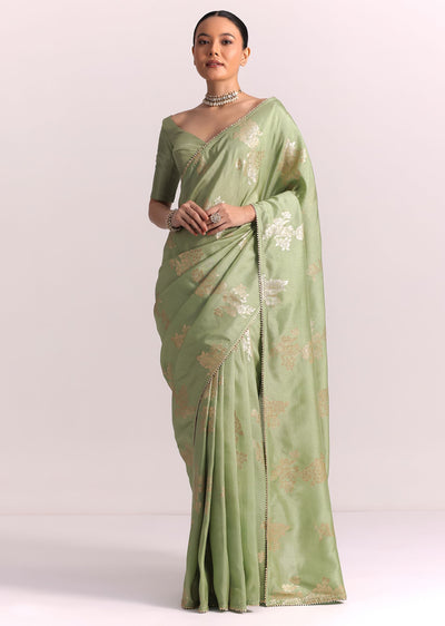 sg257768-green dola silk embroidered saree with gotta patti and lurex 10