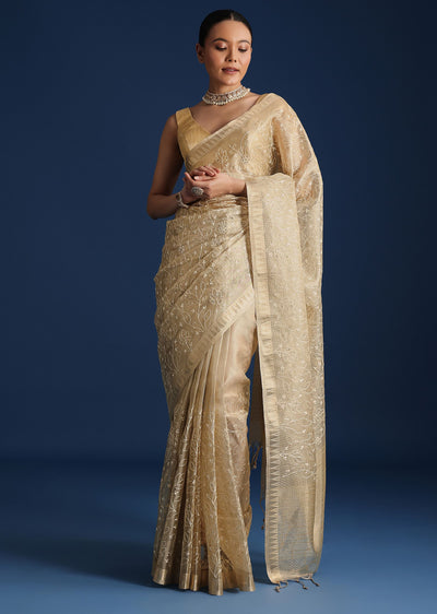 sg262441-gold saree in tissue silk with floral resham work 10