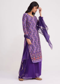 Purple Embroidered Kurta Palazzos Setss
