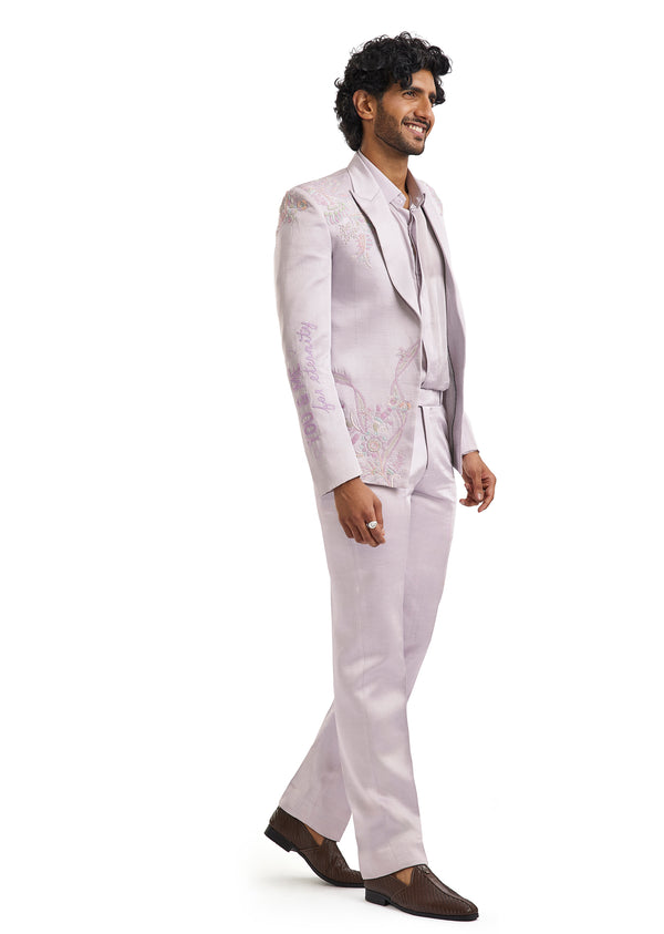 Lavender Embroidered Blazer Set