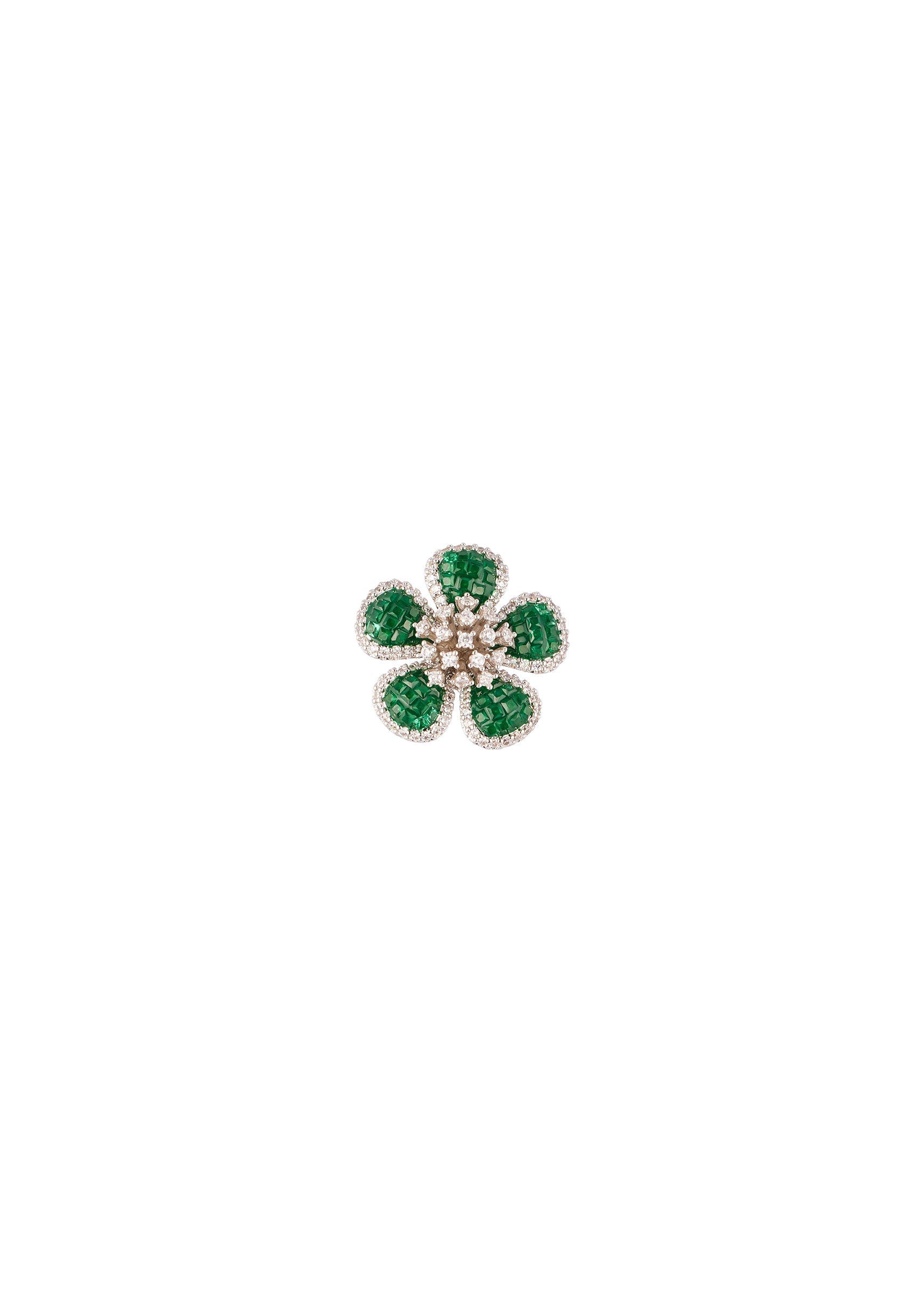 silver-finish-floral-cluster-stud-earrings-with-green-stones-and-clear-accents-sg379406-2 ea8de306-8e4d-4a63-b1db-9d08364de28a