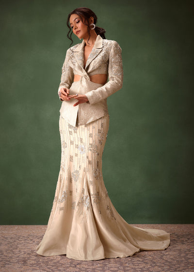 silver banarasi brocade jacket lehenga set-sg277355 7