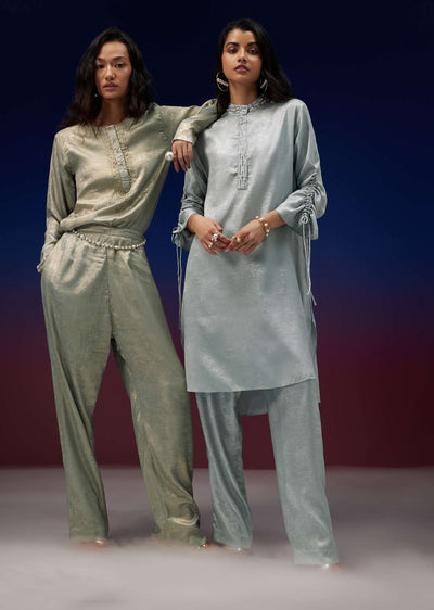 silver kurta pant set in foil with salli-sg148838 1