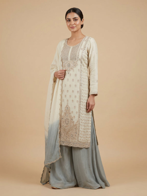 Steel Grey Palazzo Set