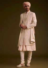step into timeless elegance with this baby pink silk sherwan-sg251295 7