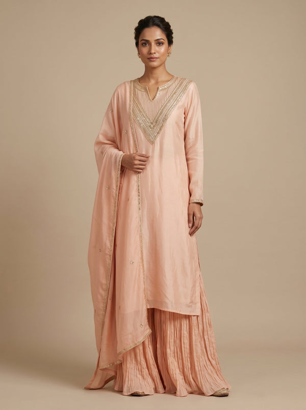 Sunset Coral Peach Palazzo Set