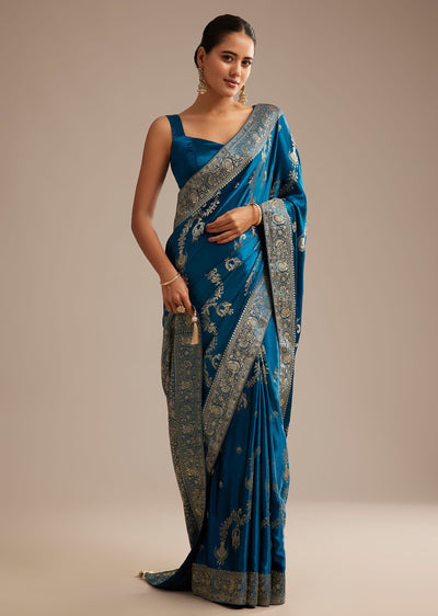 teal-blue-satin-saree-with-zari-woven-work-sg292704-1