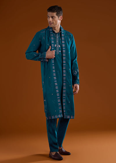 teal-blue-silk-kurta-set-with-dupatta-and-thread-work-sg321908-1