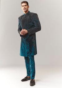 teal-blue-velvet-indo-western-with-bead-work-for-groom-sg357520-1 8ae535ef-464a-4461-a078-78261c32f821