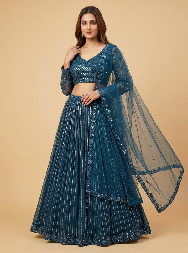 Teal Glow Lehenga
