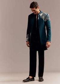 teal blue indo western set for men with heavy-sg356197-1 1