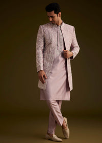 this lilac ensemble showcases an openstyle sherwani crafted -sg264255 6