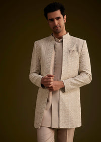 this lilac silk ensemble features an openstyle sherwani ador-sg264279 4