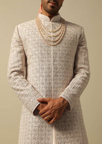 timeless peach raw silk sherwani-sg195232 3