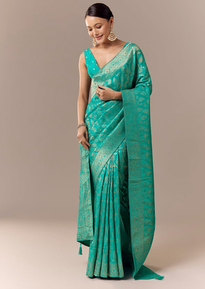 turquoise-dola-silk-saree-with-floral-jaal-weave-sg350711-1 3ea40783-b234-452f-b6ee-82d91dc25826