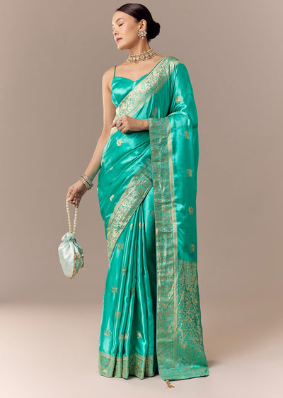 turquoise-satin-silk-saree-with-bird-motif-zari-weave-sg350499-1 7ffa6ab2-7703-4958-9c6b-773b392d52be