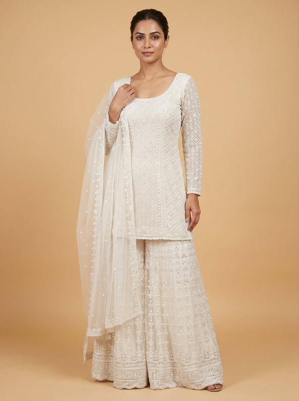 Vanilla Cream Embroidered Suit