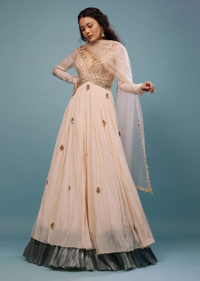 vanilla cream pink embroidered anarkali-sg132622 2
