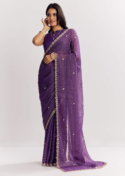 violet-georgette-saree-with-foil-stripes-and-gota-patti-mirror-work-sg316269-2