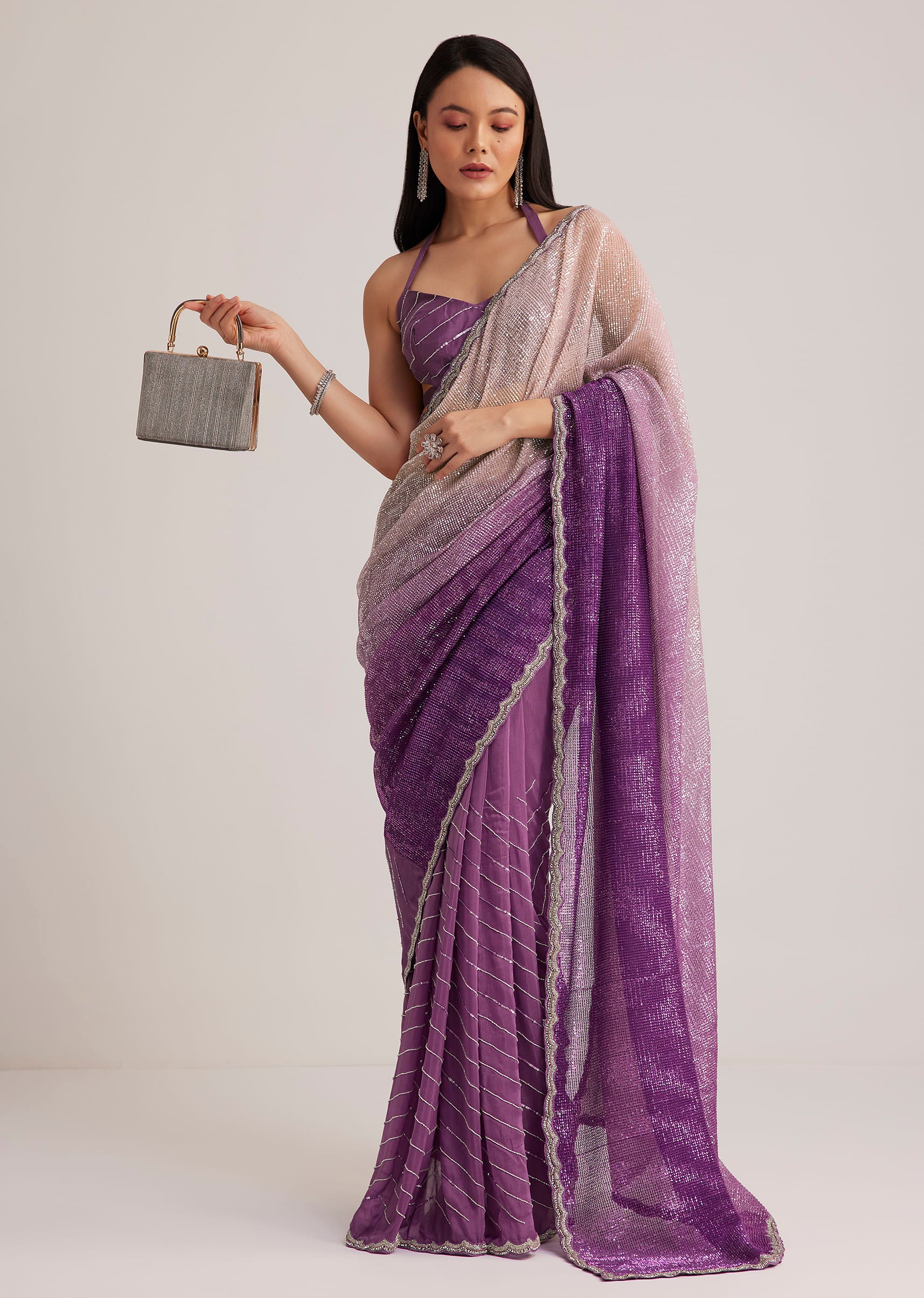 violet ombre sequins saree with scallop border-sg279474 15