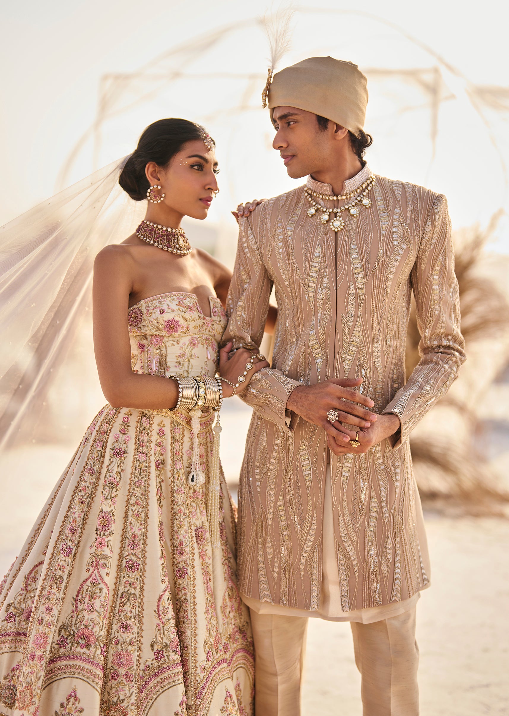 Pearl & Petals Couture – Bridal Lehenga For Her And Sherwani For Him