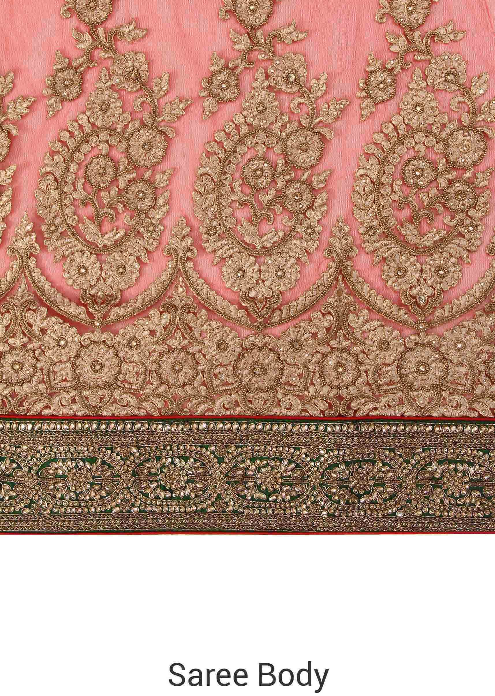 White and red saree in moti embroidery only on Kalki - KALKI Fashion India