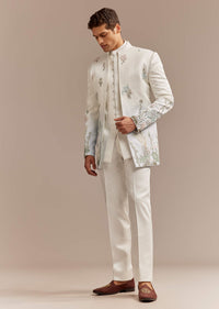 white satin silk indo western set for men with pastel embroider 5