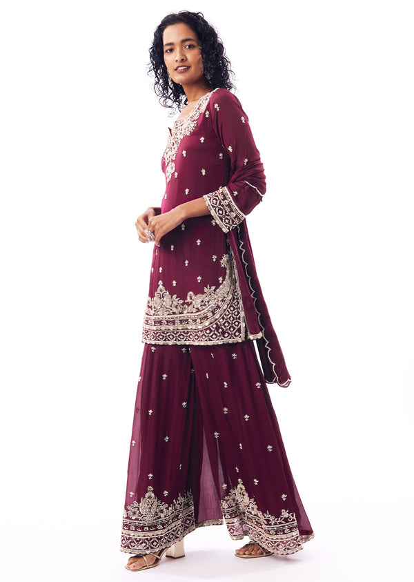 Wine Palazzo Suit