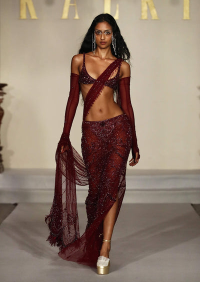 wine-net-bridal-indo-western-fishcut-skirt-set-with-hand-embroidery-sg356245-1