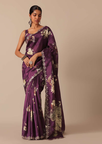 wine printed tussar silk saree-sg182591 9