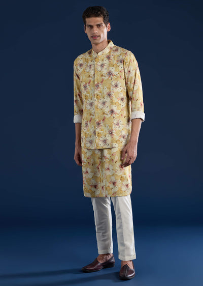 yellow-banarasi-silk-jacket-kurta-set-sg302301-1 1
