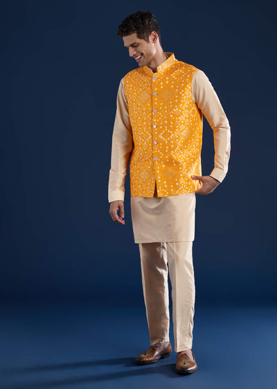 yellow-bandhani-silk-jacket-kurta-set-sg332764-1 1