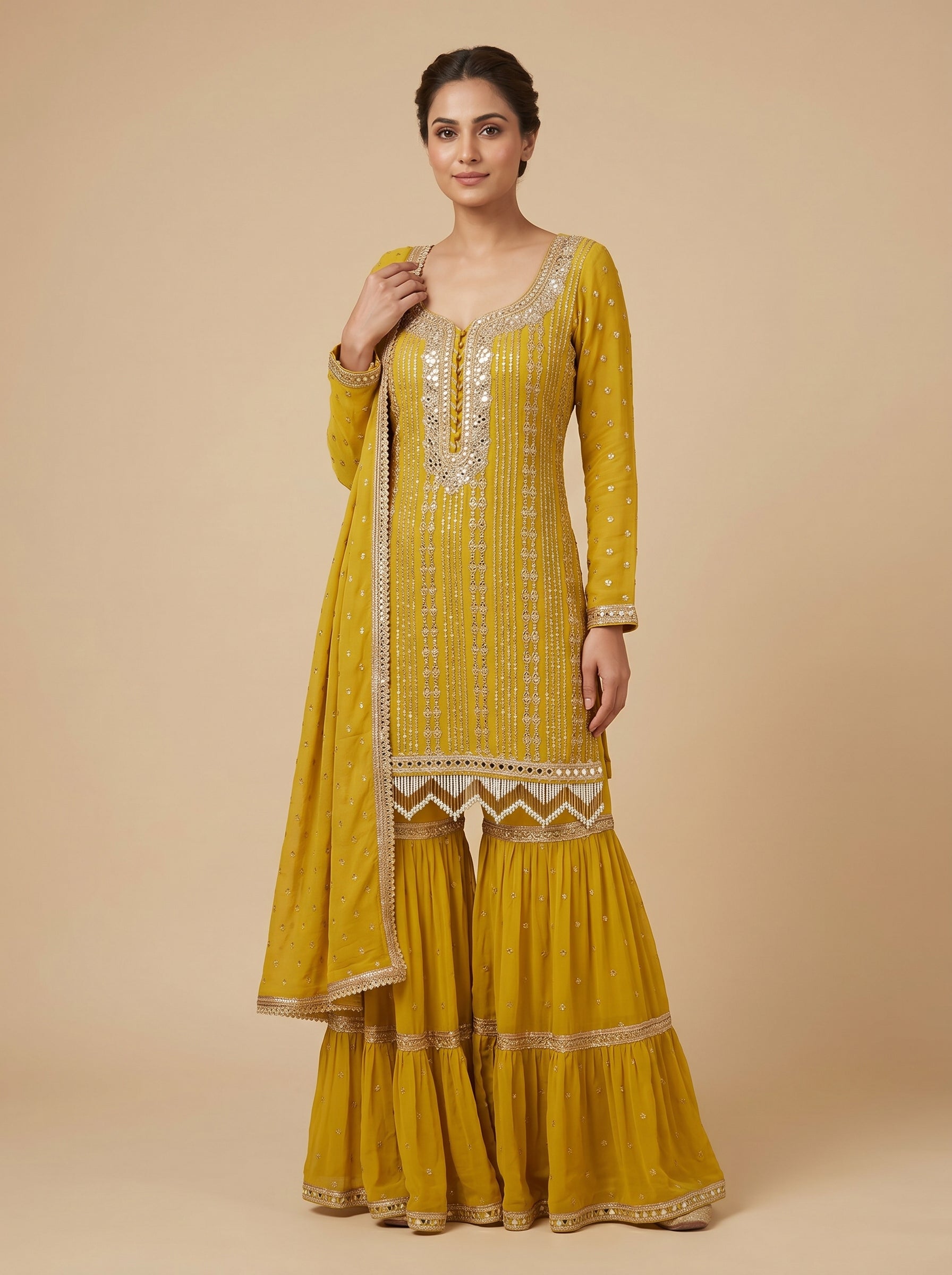Buy Yellow Gleam Sharara Set | KALKI Fashion India