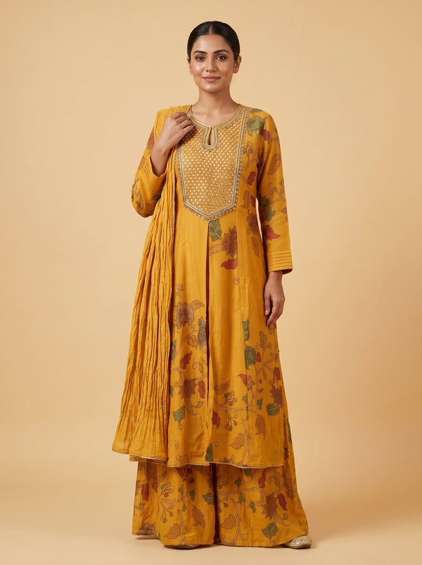 Yellow Ray Kurti Pant Set
