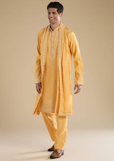 yellow-resham-work-mens-kurta-set-with-dupatta-sg321884-1